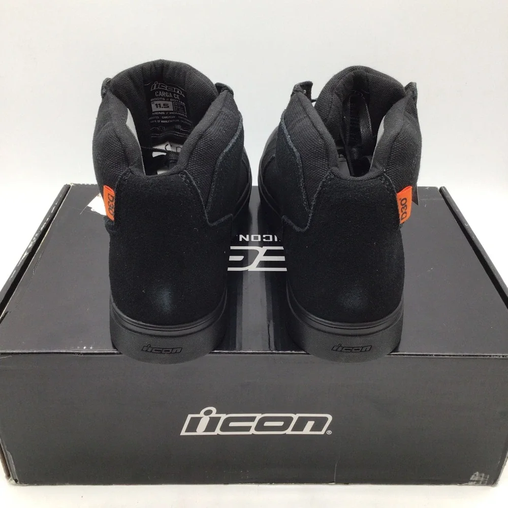 ICON Carga CE Stealth Black Suede Motorcycle Riding Boots Mens Size 11.5 NEW‎